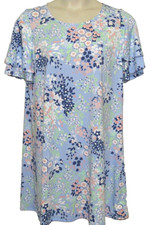 Spring Blue Floral Shift Dress Womens PXL Cottagecore Kim Rogers Easter Garden