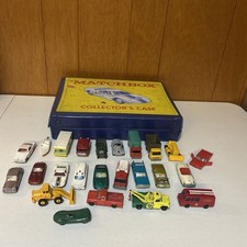 (24)Vintage 1960s Lesney Matchbox Cars Trucks & Vans w/Case & Original Boxes