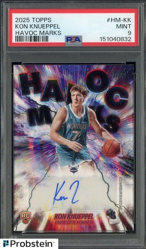 2025 Topps Havoc Marks #HM-KK Kon Knueppel Hornets RC Rookie AUTO PSA 9 MINT