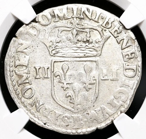 FRANCE. Charles X, Dated 1591-B. Silver 1/4 Ecu, Rouen, NGC AU53