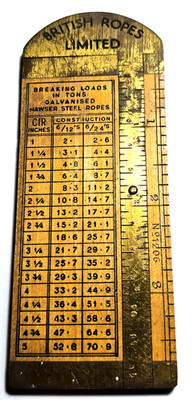 Antique * British Ropes Limited Slide Rule Calculator Construction Brass England