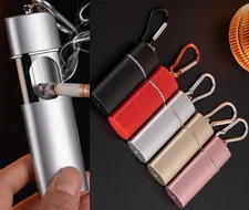 2Piece Stainless Steel Metal Cigarette Ashtray Holder Box Case Key Ring ZX-311