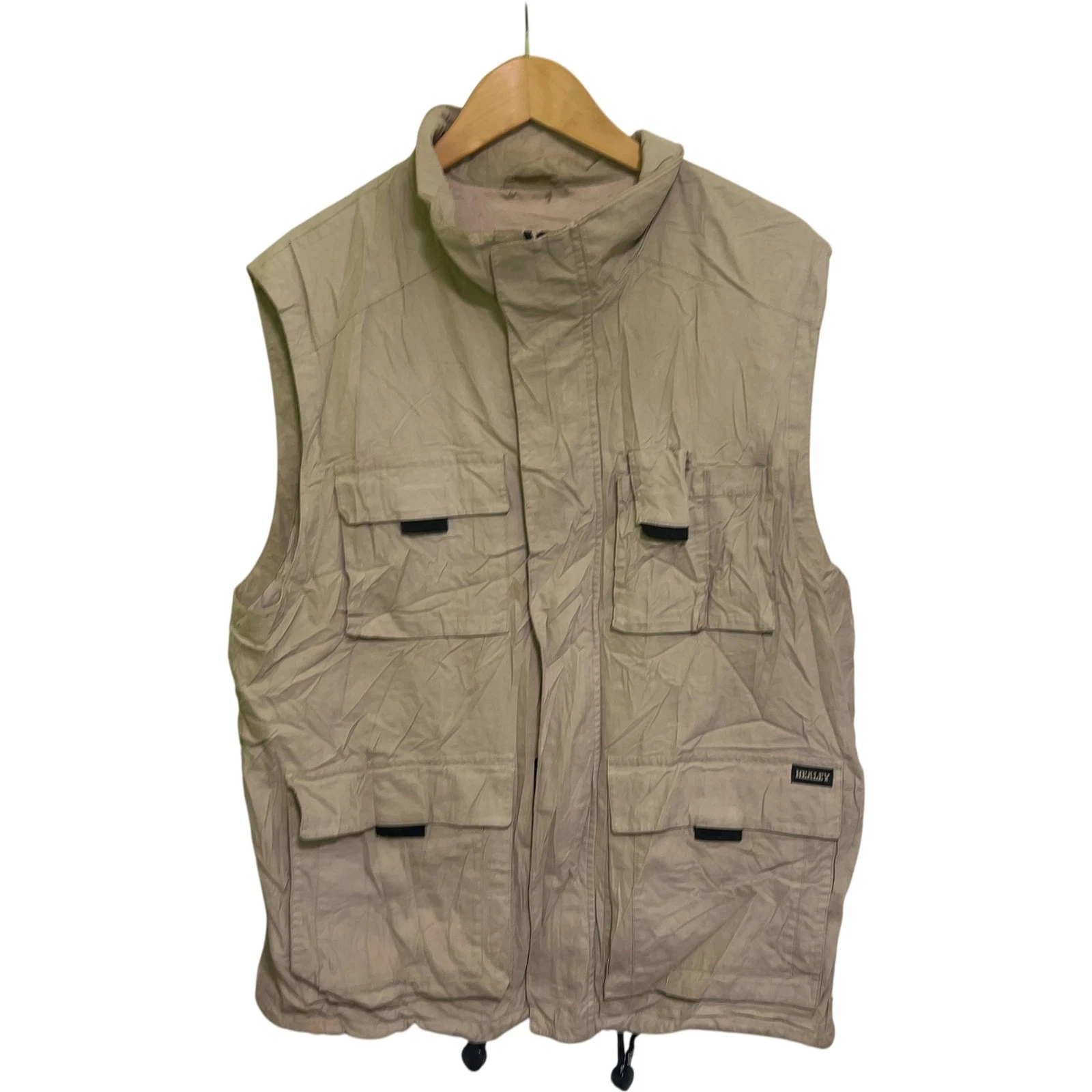 Healey Sportswear Men's Fishing Vest XL Beige Multiple Pockets Outdoor Gear