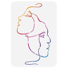 Abstract Faces Stencil 8.3x11.7 inch Two Women Face Stencil Template Plastic ...