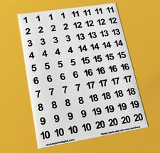 SLOT CAR 15mm diameter early vintage type Race Number stickers fits SCALEXTRIC