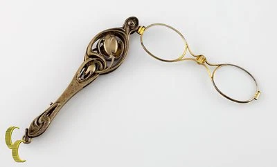 Plata de Ley Antiguo Adornar Lorgnette con Resorte Gafas All Original - Imagen 1 de 4