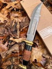 16”Damascus Bowie Knife Crocodile Dundee Fixed Blade Knives Hunting Tactical