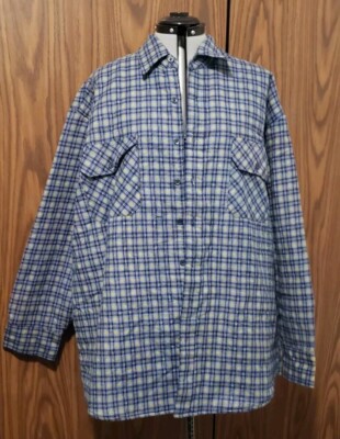 NWT Sports Afield Men's Quilted Flannel Heavy Shirt 2XL Blue Tartan Plaid Jacket