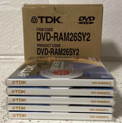 TDK DVD-RAM26SY2 2.6GB Single Sided Disc Type 2/REWRITABLE Pack Of 5 New - Afbeelding 3 van 7
