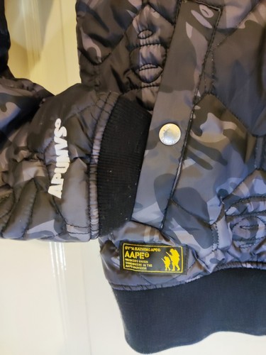 AAPE BY A BATHING APE APUNVS Reversible Bomber Jacket Quilted Size Large Black - Picture 9 of 12