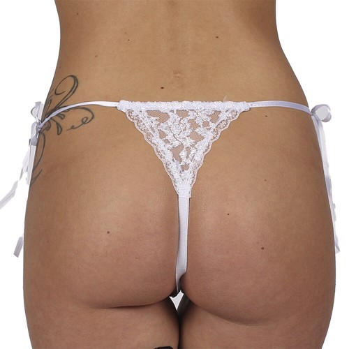 Sexy Black White Red Lace Thong Knickers Lingerie Tie Up Sides Size 10 12 14 16 - Picture 8 of 19