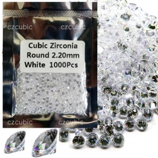 1000 PCS ROUND CUBIC ZIRCONIA/CZ STONES GREAT QUALITY 0.80 - 2.50 MM SHIP IN U.S