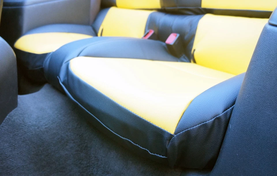 for CHEVY CAMARO IGGEE S.LEATHER CUSTOM MADE FIT REAR SEAT COVERS 13 COLORS - Image 4 of 4