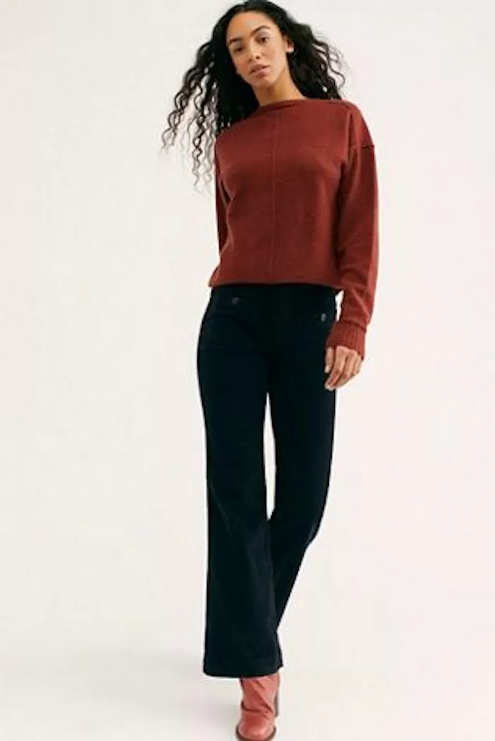 Hip hugging flare cord pants sales
