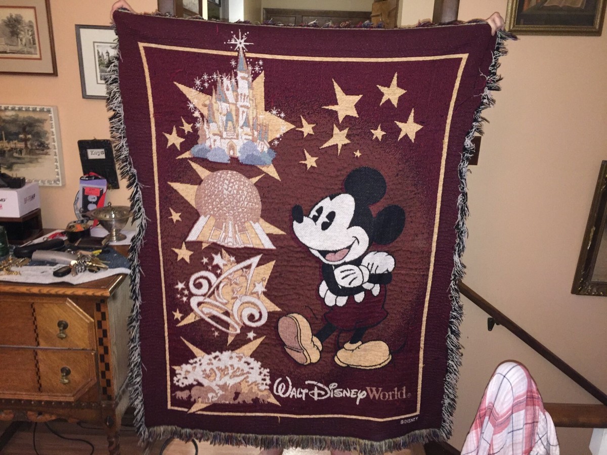 Walt Disney World Mickey Mouse 4 Parks Woven Throw Blanket
