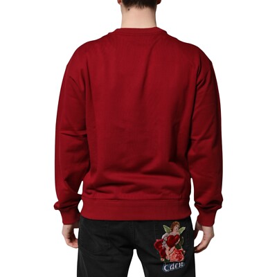 DOLCE & GABBANA Sweater Red Embossed Logo Cotton Crew Neck IT44