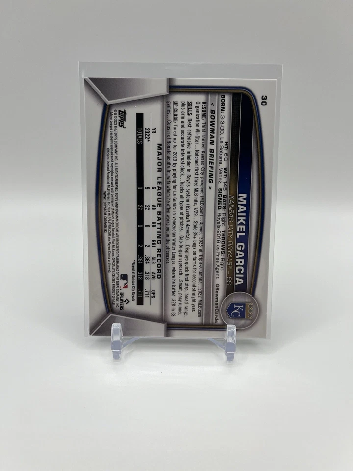2023 Bowman Chrome Sapphire Edition - #30 Maikel Garcia (RC) - Image 2 of 2