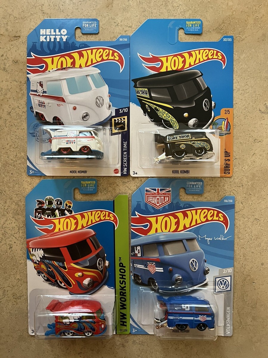 Hot Wheels - Kool Kombi Hello Kitty, Black, Blue & Red - Lot of 4