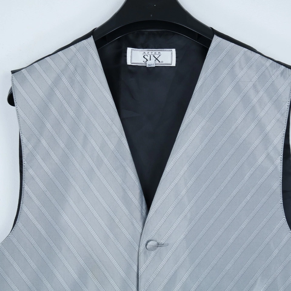 Mens Waistcoat XL Size UK 46 Vintage Grey Striped AFTER SIX Business Dress Vest - Image 4 of 4