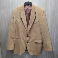 Corduroy Sport Coat 46 L Beige 100 Cotton Shell 100 Polyester Lining Office