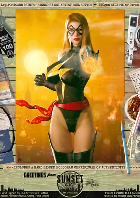 Ms. Marvel SEXY Carol Danvers Iman Vellani MARVEL Comic A3 Print Sunset