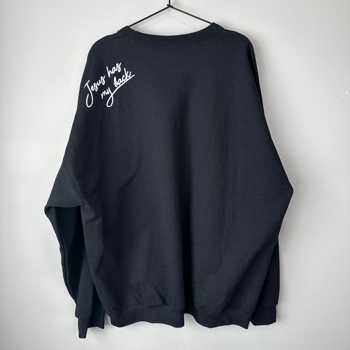 New with Tag Jesus Has My Back Black Crewneck Sweatshirt Womens 3X Gildan - Picture 4 of 5