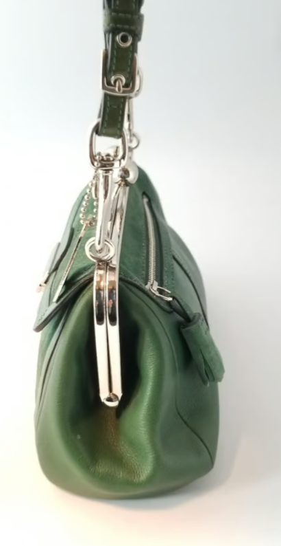 Coach Vintage Hunter Green Leather and Suede Kiss Lock