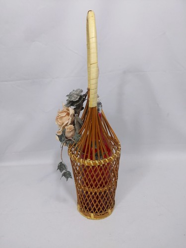 Craft Wine Bottle and Wicker Basket With floral accent 18" Tall home decoration - Picture 5 of 8