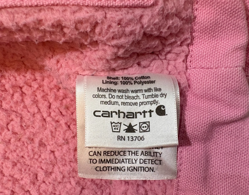 Carhartt Hooded Jacket kid's size XS 6 Pink Zip-Up Workwear Canvas - Picture 8 of 16