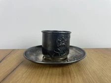 Vintage Silver 84th Russian Imperial Antique Plate and Cup Tea Pair USSR 70 gram