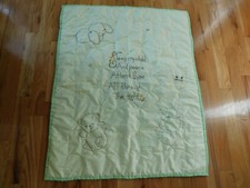 Hand Embroidered Baby Quilt Sleep My Child w/ Kitten Puppy Handmade Vintage