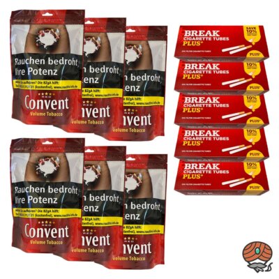 Convent RED/ROT Volumentabak XXL Beutel 6x 100g + 1000 Break Plus Extra Hülsen