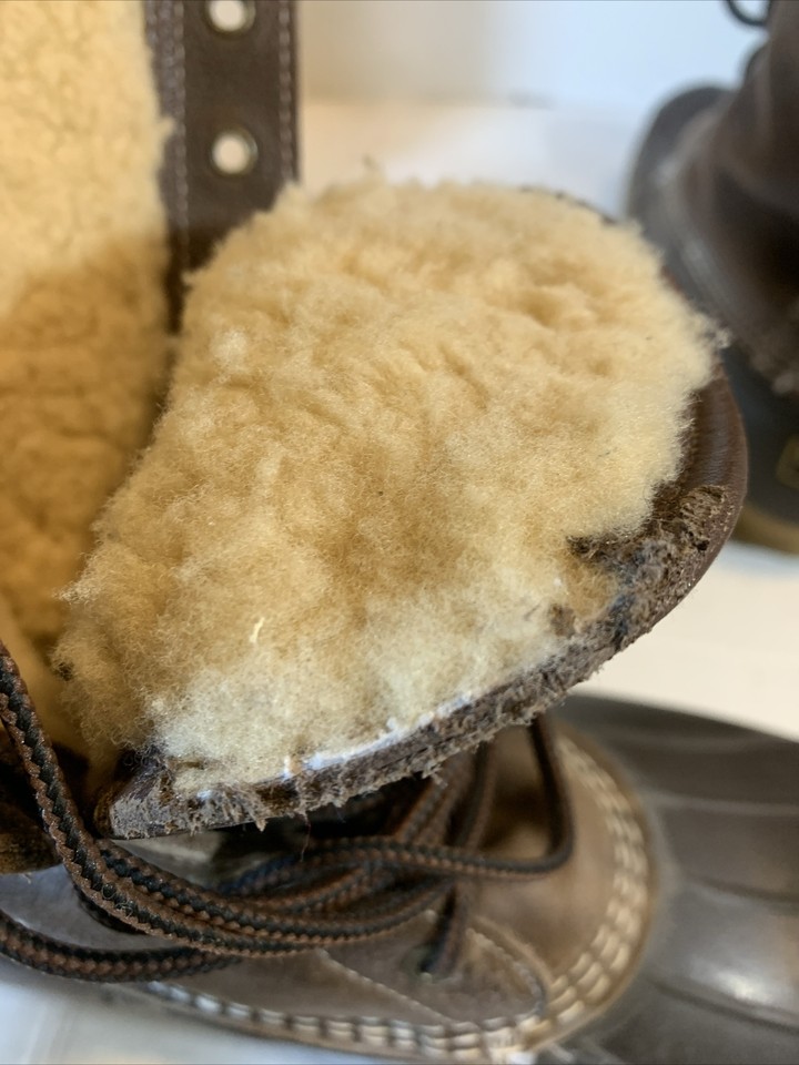 LL Bean Men's Brown Leather Lace Up Round Toe Lined Ankle Duck Boots Size 9M (HM eBay