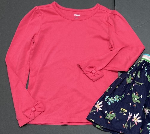 Girls Gymboree & Gap Outfit Size 6 - Dark Pink Top w/Navy Floral Skirt EUC - Picture 2 of 7