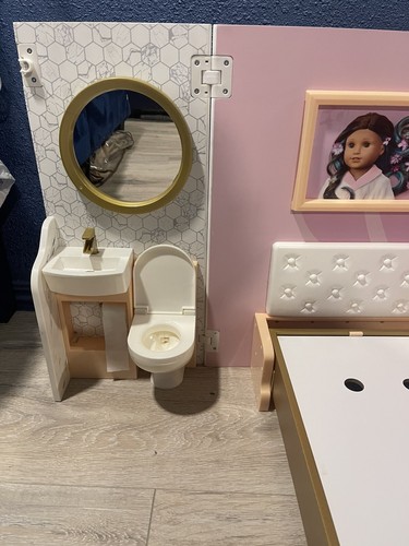 American Girl Doll Luxury Hotel & Spa with bed toilet sink for 18" doll - Picture 2 of 13