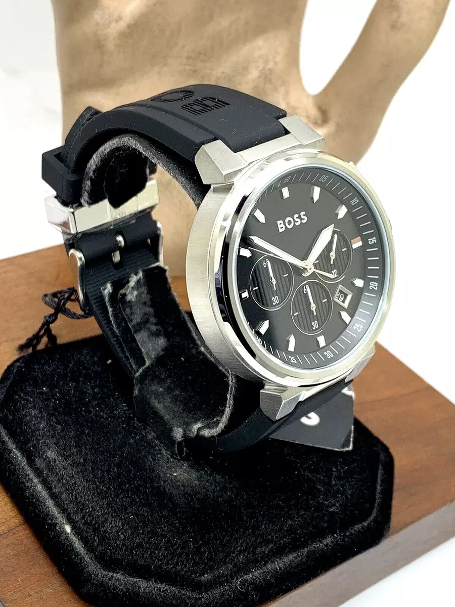 Hugo Boss Men s Watch 1513997 Quartz Chronograph Black Dial Rubber