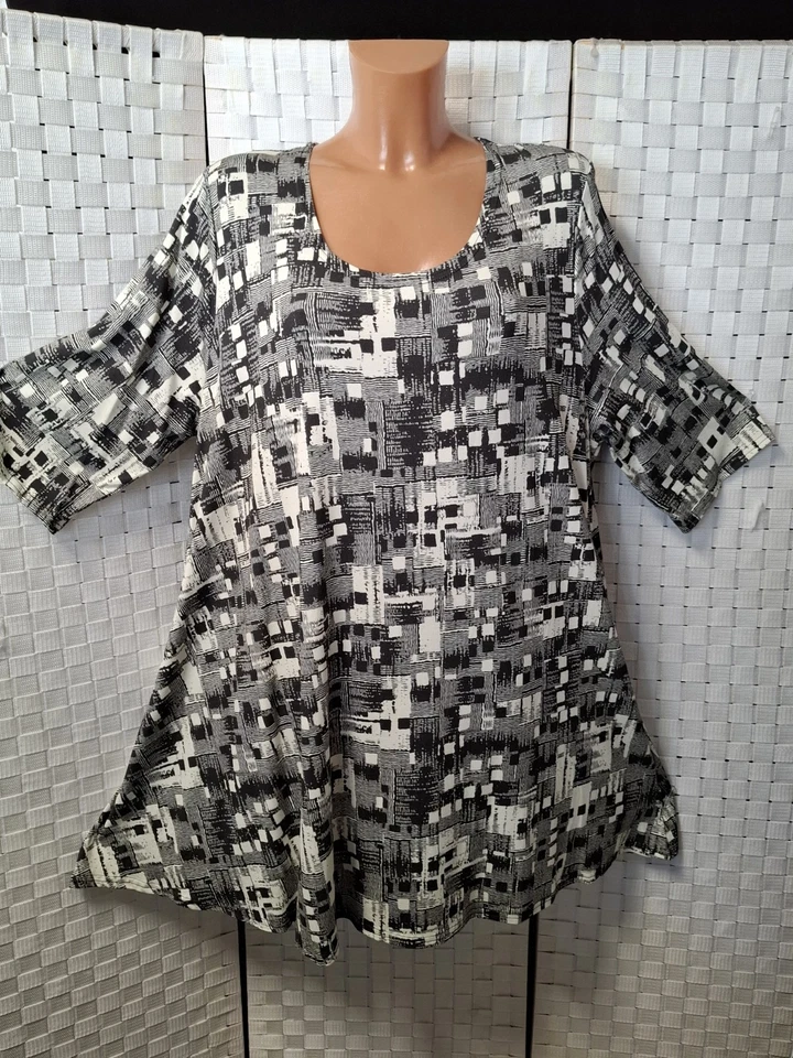 Naveed Tunika Shirt ca 50 52 (2) NEU A-Linie schwarz weiß Jersey Frühling Sommer - Bild 4 von 4