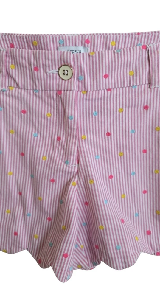 Pantalones Cortos Crown & Ivy Shelby Festoneados Rosa Y Blanco Rayas. Talla 6 Foto 2 de 4