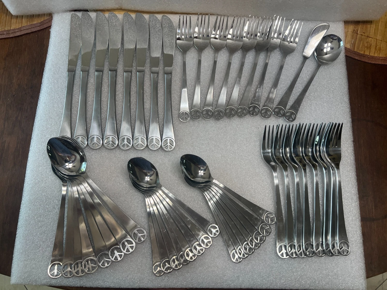 Oxford Hall Peace Sign 49 pc's Flatware Set Japan Rare 70s - Picture 1 of 18