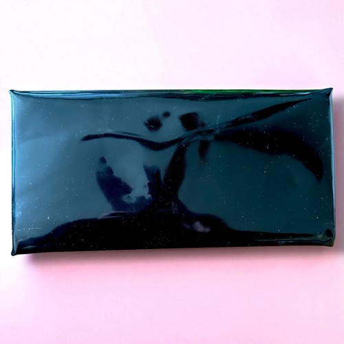 Schwarze Lack Clutch Geldbörse Vintage Saks Fifth Avenue Stiefmütterchen Blume mit Münzfach - Bild 10 von 10