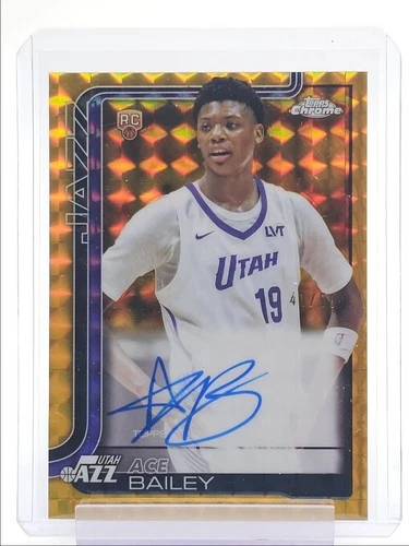 ACE BAILEY 2025-26 TOPPS CHROME ROOKIE GOLD GEOMETRIC JAZZ RC AUTO /50 Q3855