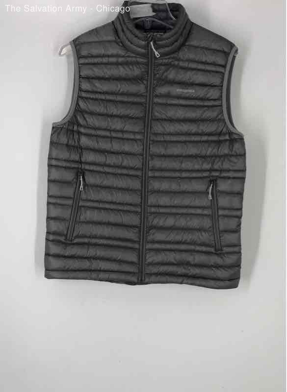 Patagonia Mens Gray Sleeveless Pockets Full-Zip Puffer Vest Size Small