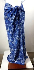 Blue Floral Sarong Wrap Beach Cover-Up By Beach Cabana  One Size Resort Vacation
