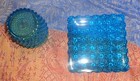 VTG cobalt blue square crystal saucer and cup — photo 2