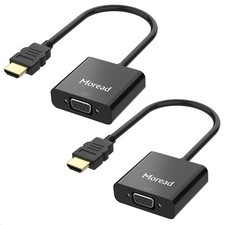 Gold-Plated Active HDMI to VGA Adapter, 2 Pack, Male to Female with Micro USB...