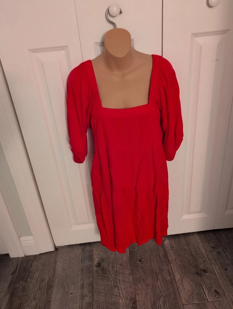 fit and flare dress nordstrom Women's Real Bold Sleeveless Square Neck Mini Dress in Red main image 0