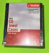 IMATION Slim CD Jewel Cases For CDs DVDs Black 25 Pack Factory Sealed