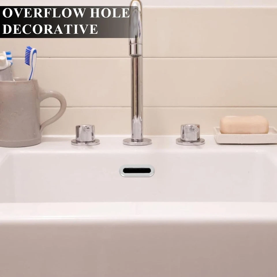 Set 6 Anelli Tappo Troppo Pieno per Lavello, Copertura Decorativa Rettangolare p - Immagine 2 di 4