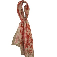 Women's Sheer Chiffon Floral Cherry Blossom Spring Scarf Pink Red Tan
