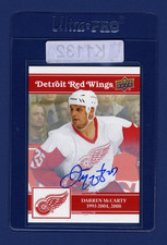 2025-26 UD Darren McCarty Detroit Red Wings Centennial Red Auto #28 *K1132
